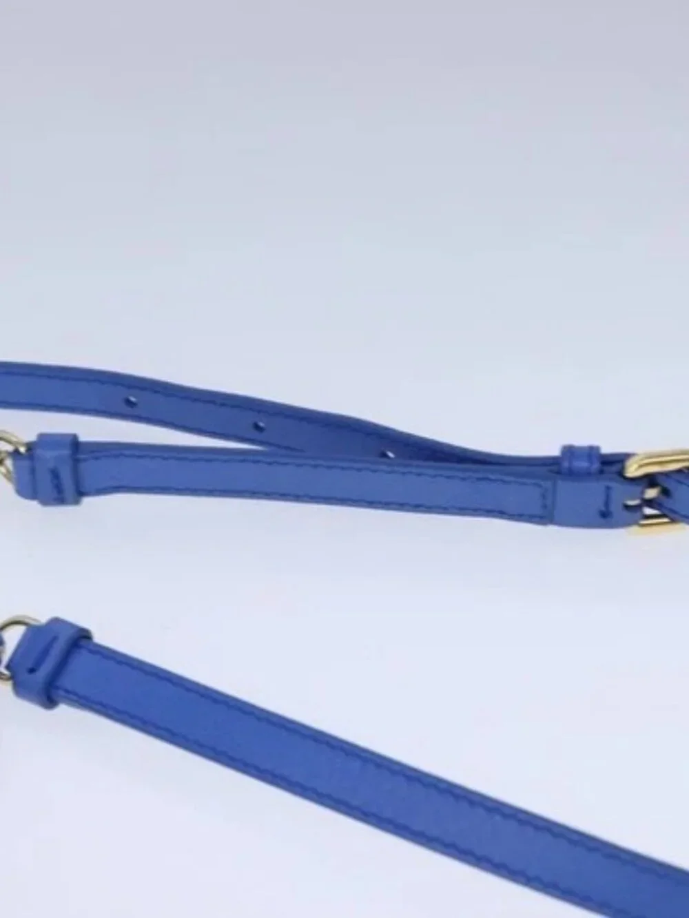 Salvatore Ferragamo Vala Chain Shoulder Bag Leather Blue Gold Auth 106166